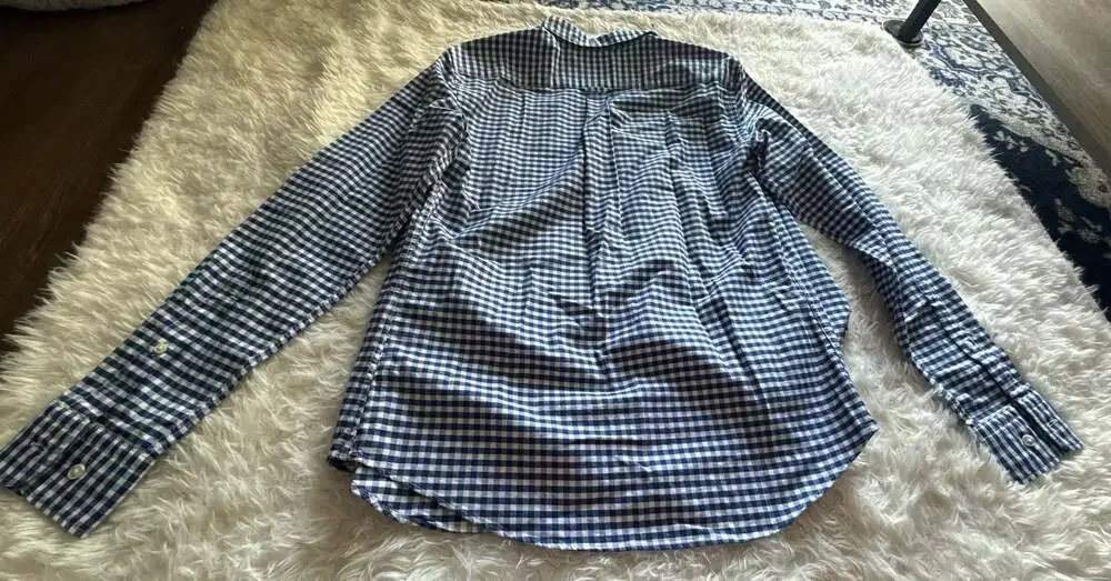Banana Republic Grant Fit Gingham Long Sleeve Cotton Stretch Oxford Shirt